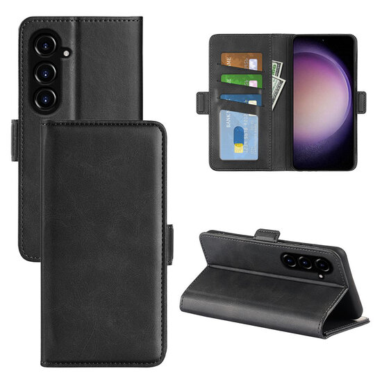 Samsung Galaxy S23 FE Hoesje - MobyDefend Luxe Wallet Book Case (Sluiting Zijkant) - Zwart