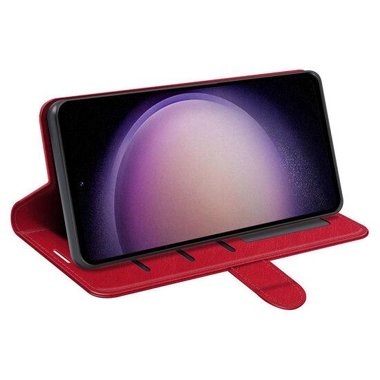 Samsung Galaxy S23 FE Hoesje - MobyDefend Wallet Book Case (Sluiting Achterkant) - Rood