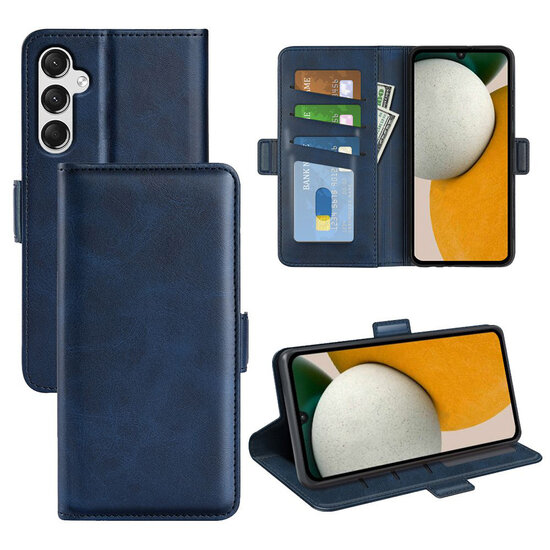Samsung Galaxy A15 Hoesje - MobyDefend Luxe Wallet Book Case (Sluiting Zijkant) - Blauw