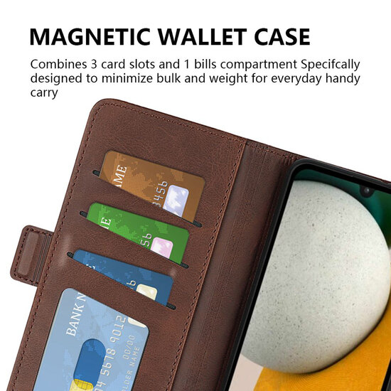 Samsung Galaxy A15 Hoesje - MobyDefend Luxe Wallet Book Case (Sluiting Zijkant) - Bruin