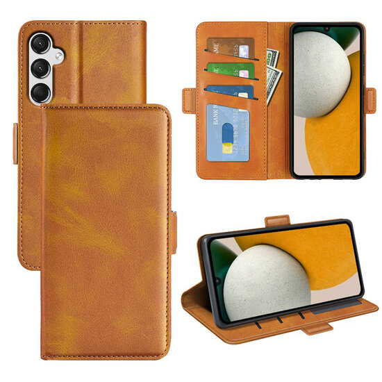 Samsung Galaxy A15 Hoesje - MobyDefend Luxe Wallet Book Case (Sluiting Zijkant) - Lichtbruin