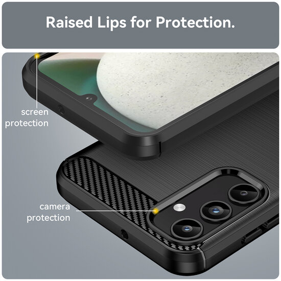 Samsung Galaxy A15 Hoesje - MobyDefend TPU Backcover - Geborstelde Metaal &amp; Carbon-Look - Blauw