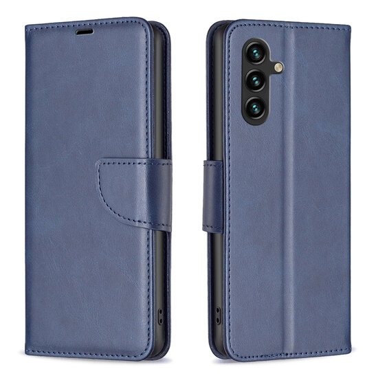 Samsung Galaxy A15 Hoesje - MobyDefend Wallet Book Case Met Koord - Blauw