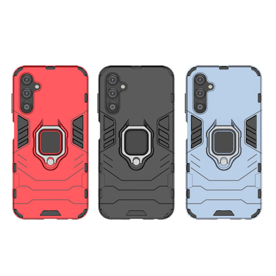 Samsung Galaxy A25 Hoesje - MobyDefend Dubbelgelaagde Pantsercase Met Standaard - Zwart