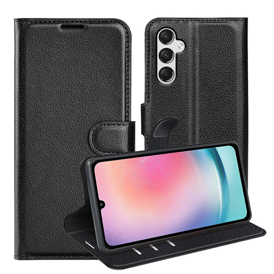 Samsung Galaxy A25 Hoesje - MobyDefend Kunstleren Wallet Book Case (Sluiting Voorkant) - Zwart
