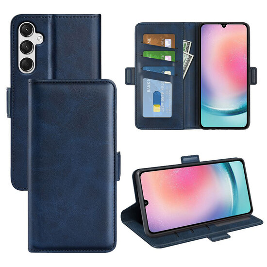 Samsung Galaxy A25 Hoesje - MobyDefend Luxe Wallet Book Case (Sluiting Zijkant) - Blauw