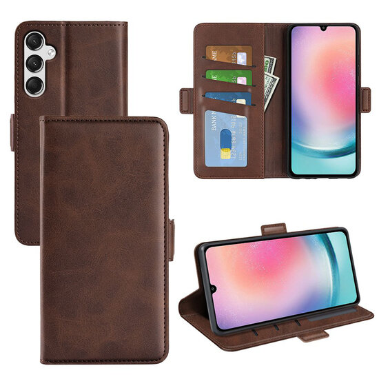 Samsung Galaxy A25 Hoesje - MobyDefend Luxe Wallet Book Case (Sluiting Zijkant) - Bruin