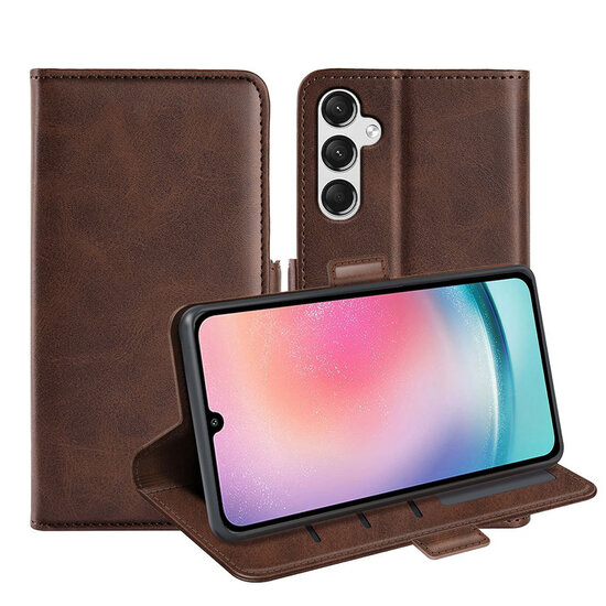 Samsung Galaxy A25 Hoesje - MobyDefend Luxe Wallet Book Case (Sluiting Zijkant) - Bruin