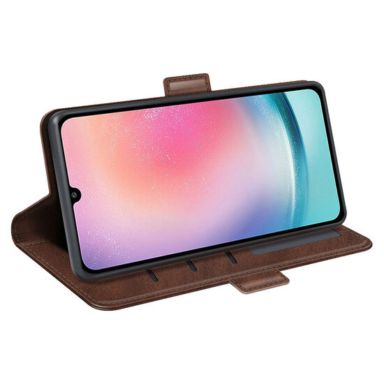 Samsung Galaxy A25 Hoesje - MobyDefend Luxe Wallet Book Case (Sluiting Zijkant) - Bruin
