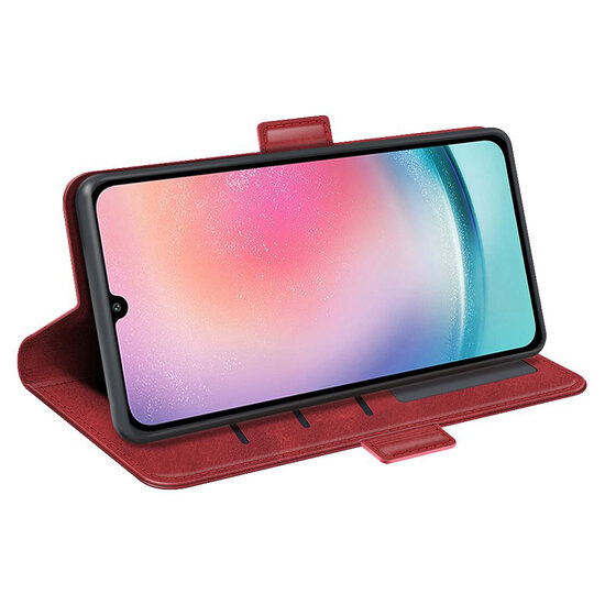 Samsung Galaxy A25 Hoesje - MobyDefend Luxe Wallet Book Case (Sluiting Zijkant) - Rood