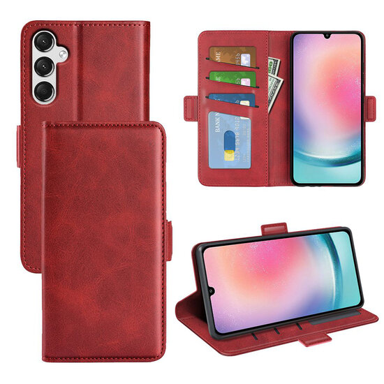 Samsung Galaxy A25 Hoesje - MobyDefend Luxe Wallet Book Case (Sluiting Zijkant) - Rood