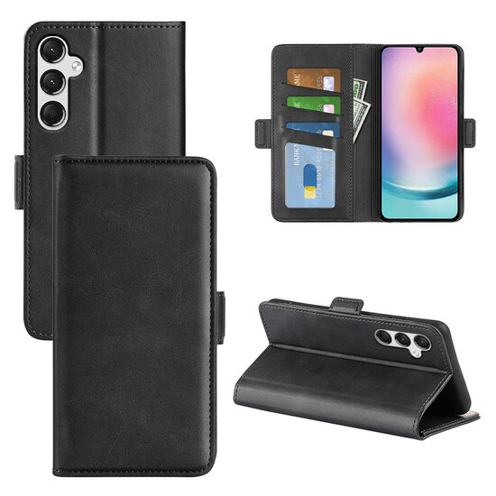 Samsung Galaxy A25 Hoesje - MobyDefend Luxe Wallet Book Case (Sluiting Zijkant) - Zwart