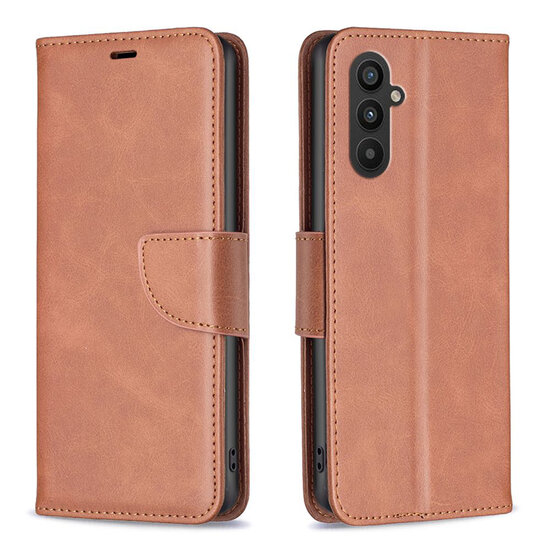 Samsung Galaxy A25 Hoesje - MobyDefend Wallet Book Case Met Koord - Bruin