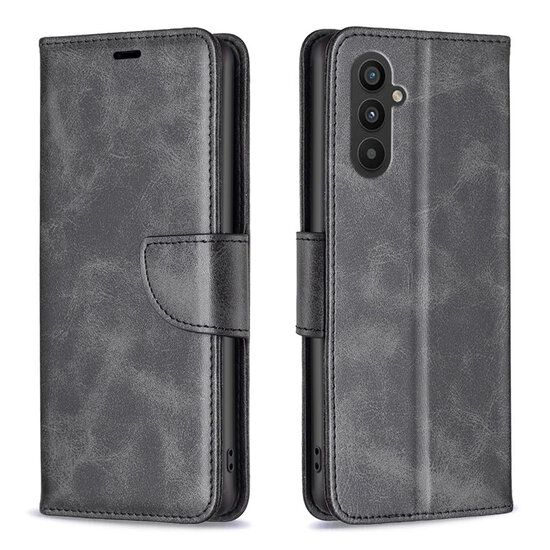 Samsung Galaxy A25 Hoesje - MobyDefend Wallet Book Case Met Koord - Zwart
