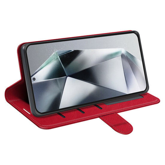 Samsung Galaxy S25 Ultra Hoesje - MobyDefend Wallet Book Case (Sluiting Achterkant) - Rood
