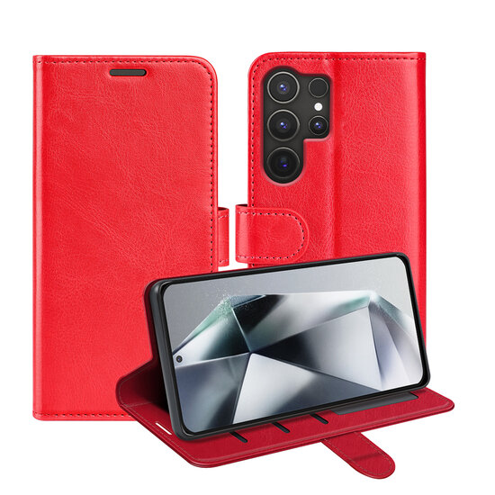 Samsung Galaxy S25 Ultra Hoesje - MobyDefend Wallet Book Case (Sluiting Achterkant) - Rood