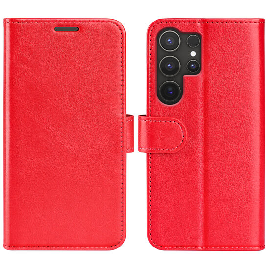 Samsung Galaxy S25 Ultra Hoesje - MobyDefend Wallet Book Case (Sluiting Achterkant) - Rood