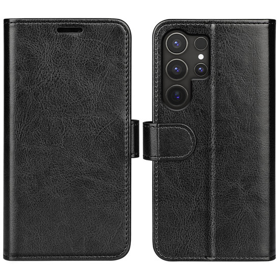 Samsung Galaxy S25 Ultra Hoesje - MobyDefend Wallet Book Case (Sluiting Achterkant) - Zwart