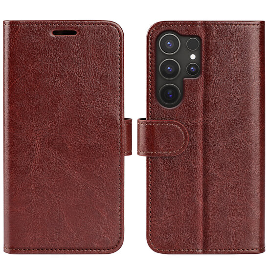 Samsung Galaxy S25 Ultra Hoesje - MobyDefend Wallet Book Case (Sluiting Achterkant) - Bruin