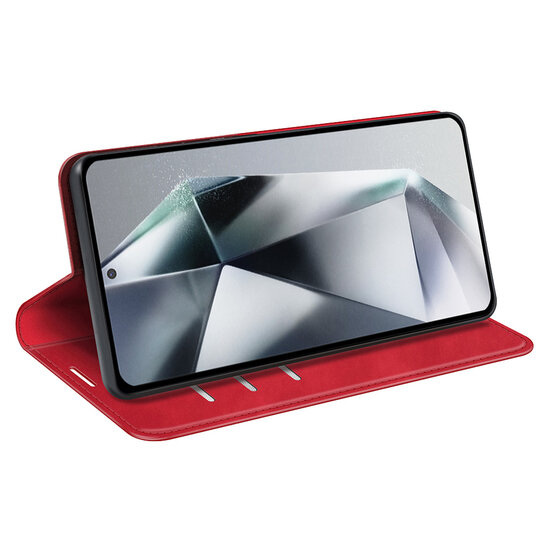 Samsung Galaxy S25 Ultra Hoesje - MobyDefend Luxe Wallet Bookcase (Magnetische Sluiting) - Rood