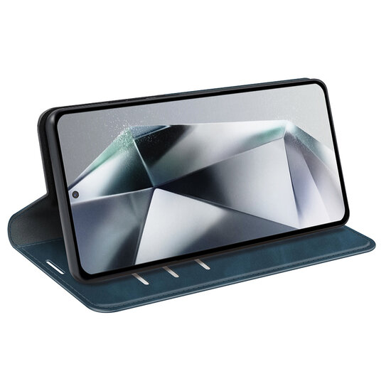 Samsung Galaxy S25 Ultra Hoesje - MobyDefend Luxe Wallet Bookcase (Magnetische Sluiting) - Blauw