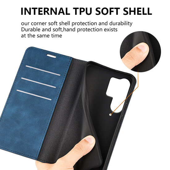 Samsung Galaxy S25 Ultra Hoesje - MobyDefend Luxe Wallet Bookcase (Magnetische Sluiting) - Zwart