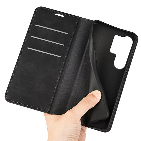 Samsung Galaxy S25 Ultra Hoesje - MobyDefend Luxe Wallet Bookcase (Magnetische Sluiting) - Zwart