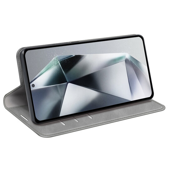 Samsung Galaxy S25 Ultra Hoesje - MobyDefend Luxe Wallet Bookcase (Magnetische Sluiting) - Grijs