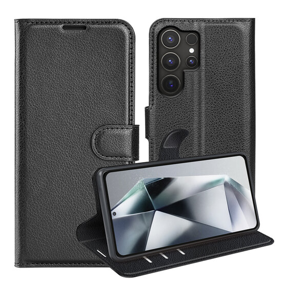 Samsung Galaxy S25 Ultra Hoesje - MobyDefend Kunstleren Wallet Book Case (Sluiting Voorkant) - Zwart