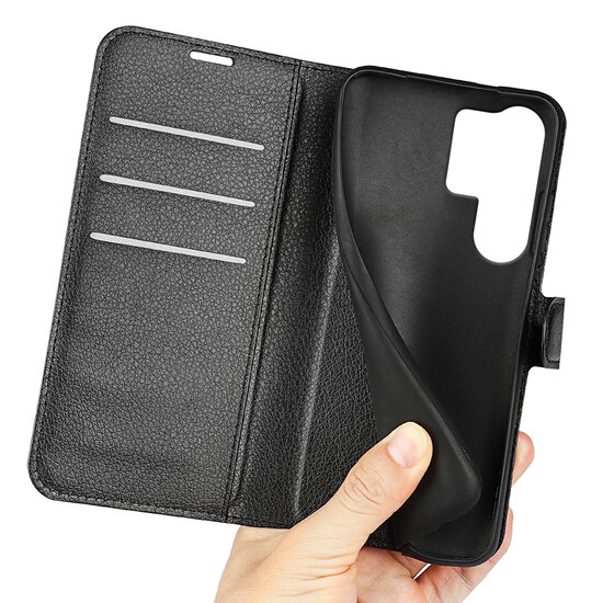 Samsung Galaxy S25 Ultra Hoesje - MobyDefend Kunstleren Wallet Book Case (Sluiting Voorkant) - Zwart