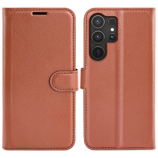 Samsung Galaxy S25 Ultra Hoesje - MobyDefend Kunstleren Wallet Book Case (Sluiting Voorkant) - Bruin
