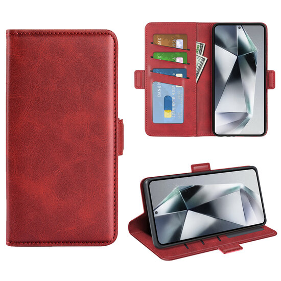 Samsung Galaxy S25 Ultra Hoesje - MobyDefend Luxe Wallet Book Case (Sluiting Zijkant) - Rood