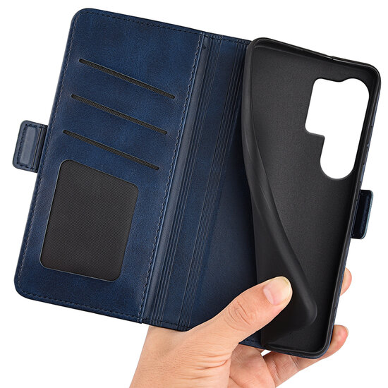 Samsung Galaxy S25 Ultra Hoesje - MobyDefend Luxe Wallet Book Case (Sluiting Zijkant) - Blauw