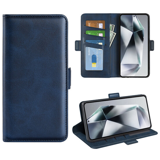 Samsung Galaxy S25 Ultra Hoesje - MobyDefend Luxe Wallet Book Case (Sluiting Zijkant) - Blauw
