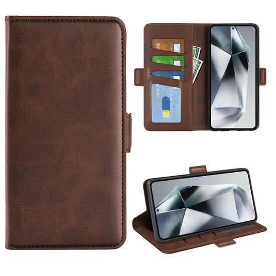 Samsung Galaxy S25 Ultra Hoesje - MobyDefend Luxe Wallet Book Case (Sluiting Zijkant) - Bruin
