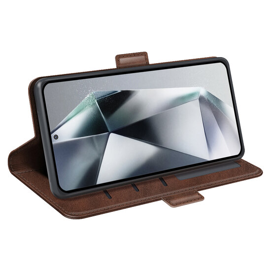 Samsung Galaxy S25 Ultra Hoesje - MobyDefend Luxe Wallet Book Case (Sluiting Zijkant) - Bruin