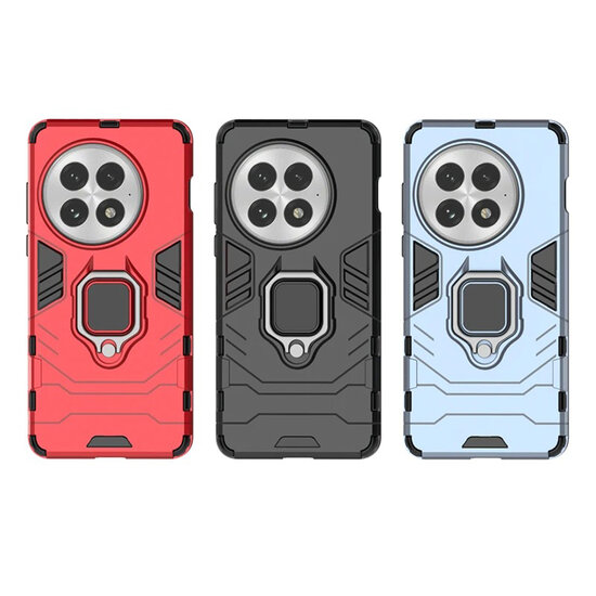 OnePlus 13 Hoesje - MobyDefend Dubbelgelaagde Pantsercase Met Standaard - Blauw