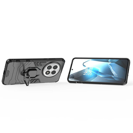 OnePlus 13 Hoesje - MobyDefend Dubbelgelaagde Pantsercase Met Standaard - Blauw