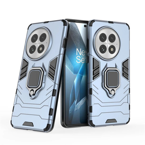 OnePlus 13 Hoesje - MobyDefend Dubbelgelaagde Pantsercase Met Standaard - Blauw