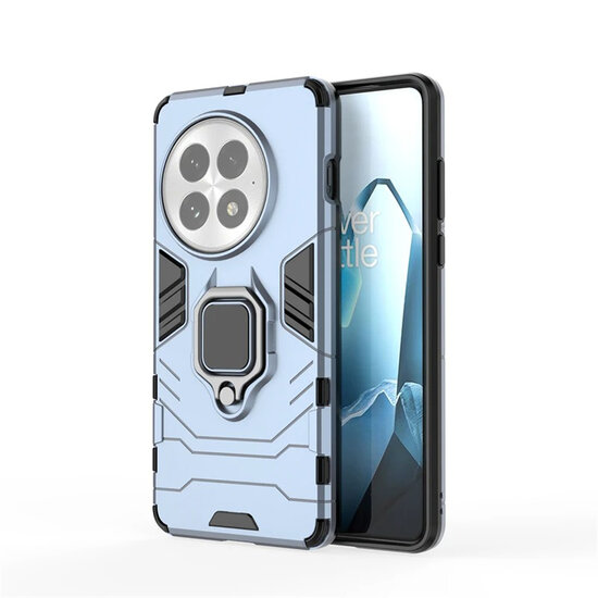 OnePlus 13 Hoesje - MobyDefend Dubbelgelaagde Pantsercase Met Standaard - Blauw