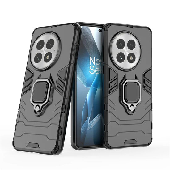 OnePlus 13 Hoesje - MobyDefend Dubbelgelaagde Pantsercase Met Standaard - Zwart