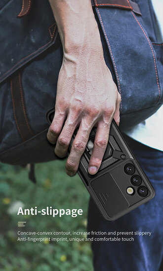 Samsung Galaxy S25 Plus (S25+) Hoesje - MobyDefend Pantsercase Met Draaibare Ring - Zwart