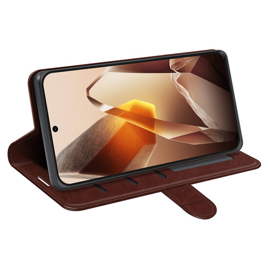 OnePlus 13 Hoesje - MobyDefend Wallet Book Case (Sluiting Achterkant) - Bruin