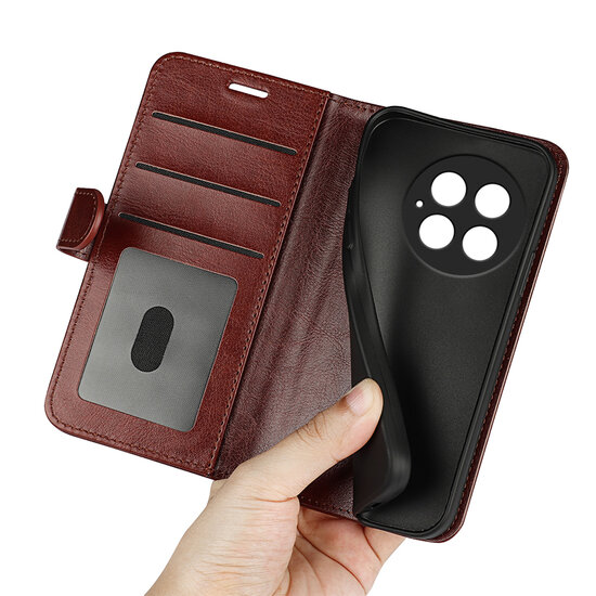 OnePlus 13 Hoesje - MobyDefend Wallet Book Case (Sluiting Achterkant) - Bruin