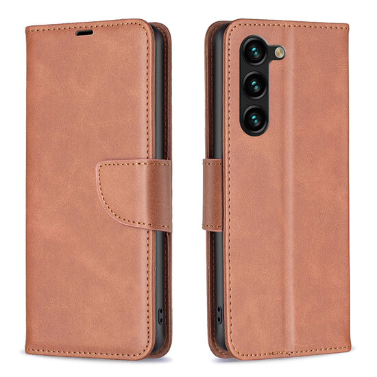 Samsung Galaxy S25 Plus (S25+) Hoesje - MobyDefend Wallet Book Case Met Koord - Bruin