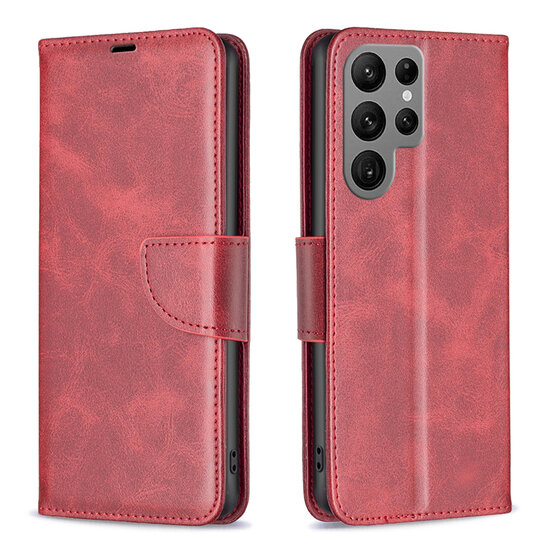 Samsung Galaxy S25 Ultra Hoesje - MobyDefend Wallet Book Case Met Koord - Rood