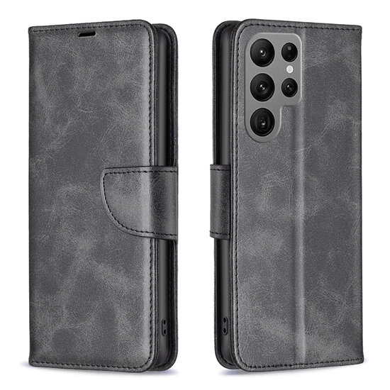 Samsung Galaxy S25 Ultra Hoesje - MobyDefend Wallet Book Case Met Koord - Zwart