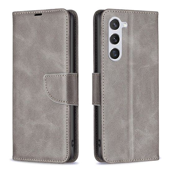 Samsung Galaxy S25 Hoesje - MobyDefend Wallet Book Case Met Koord - Grijs