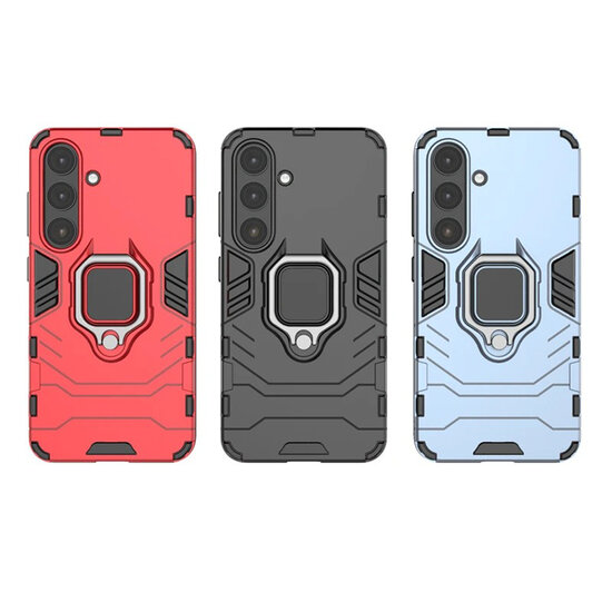 Samsung Galaxy S25 Plus (S25+) Hoesje - MobyDefend Dubbelgelaagde Pantsercase Met Standaard - Zwart