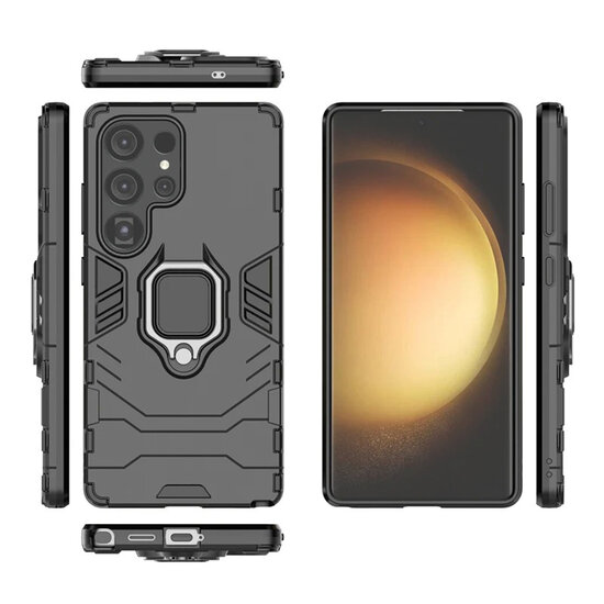 Samsung Galaxy S25 Ultra Hoesje - MobyDefend Dubbelgelaagde Pantsercase Met Standaard - Rood